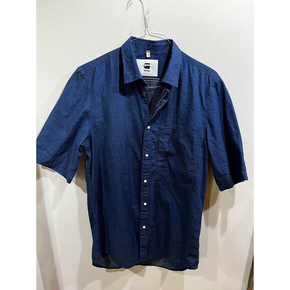 G-Star Other - G Star Raw Shirt Mens Large Blue Polo Button Up Pearl Snaps